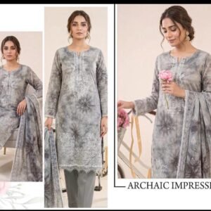 Women's Grey Lawn 3 Piece Dress