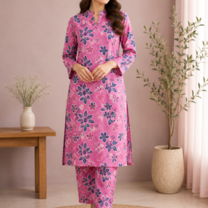 Pink Blossom Premium Lawn 2 Piece Unstitched Suit – Shirt & Trouser