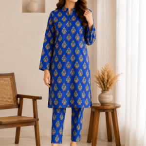 Royal Blue Heritage Premium Lawn 2 Piece Unstitched Suit – Shirt & Trouser