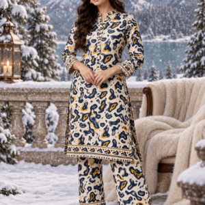 Stone Linen Printed 2 Piece Suit for Women